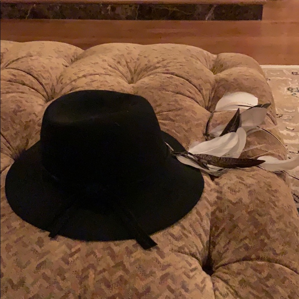 Wool blend hat with attached stylish feathers